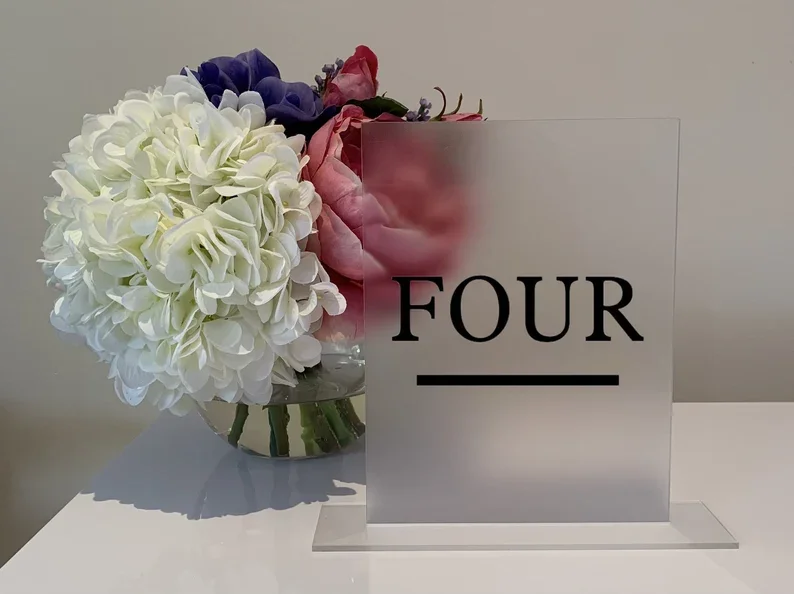 Acrylic Table Number With Stand Frosted Acrylic Table Number Sign Acrylic Menu Sign  Personalised Event Table