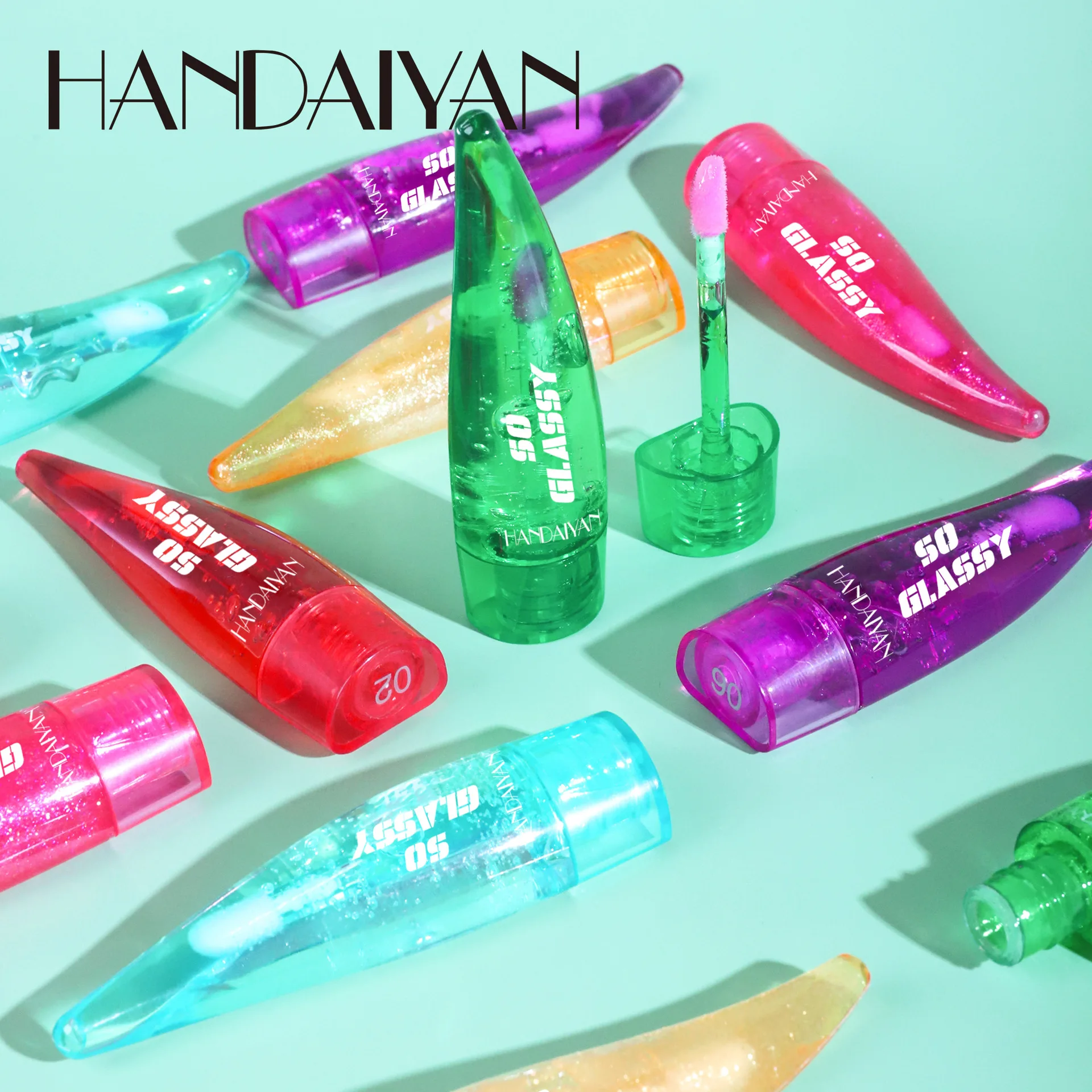 HANDAIYAN  change colour Lipstick oil Lasting Moisturizing Lip Balm Colorful Color Set Glass Mirror Moisturizing Lip Glaze