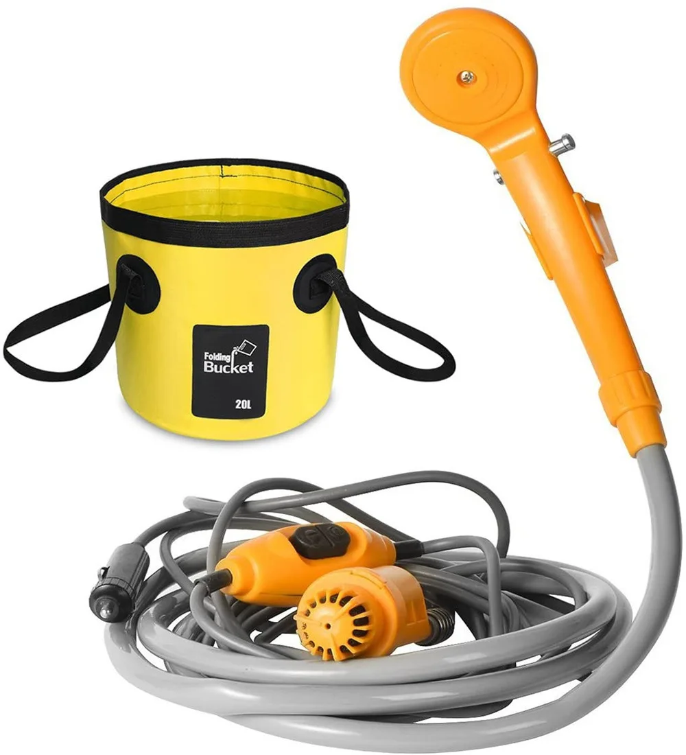Portable Car Washer 12V Camping Shower Car Shower High Pressure Power Washer Electric Pump for Outdoor Camping Travel