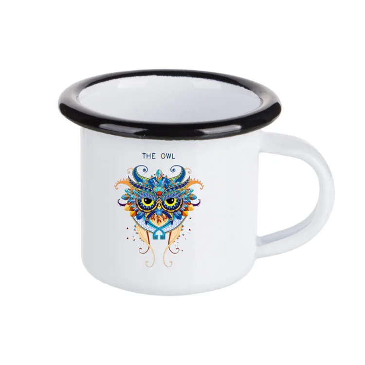 Factory Price Roll Rim Printing Custom 12oz Enamel Mug