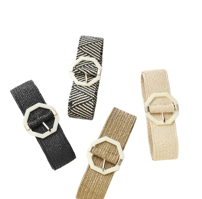 Wholesale pp straw rope braiding women skirt belt vintage knitted waist belt for lady