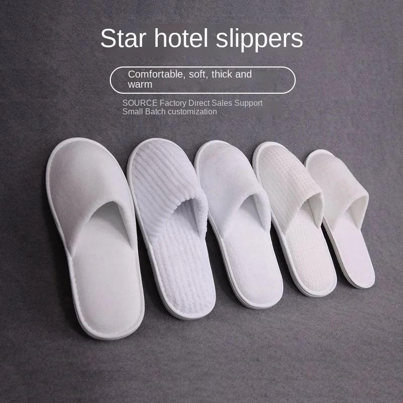 OEM custom logo manufacturer professional hotel room spa guest disposable cotton towel slippers