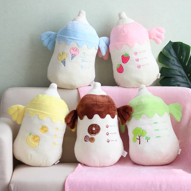 milk bottle shape short naping air conditioning Flannel blanket soft stuffed plush pillow Car Home Sofa Pillow