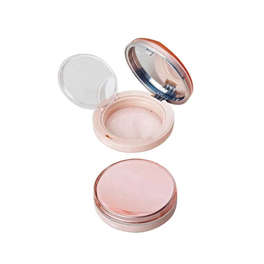 luxury pink cosmetics empty plastic powder compact case for makeup packaging