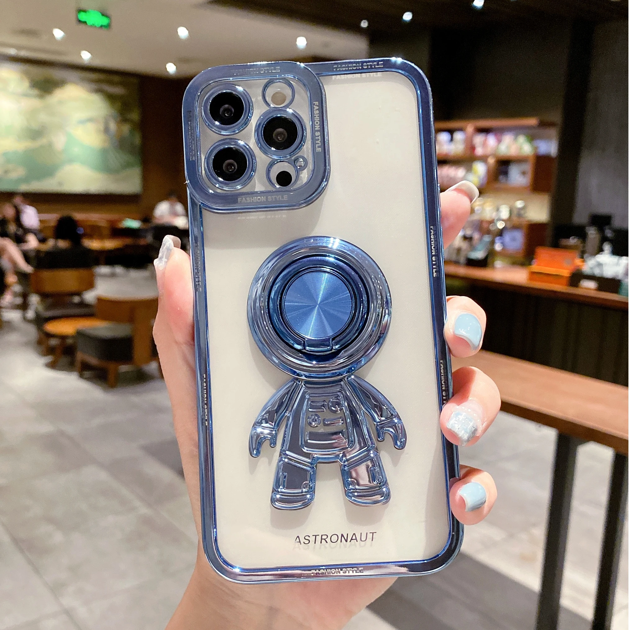 3D Spaceman Phone Case High Quality Electroplate TPU Clear Phone Case Cute Cell Phone Case For iPhone 14 Pro Max