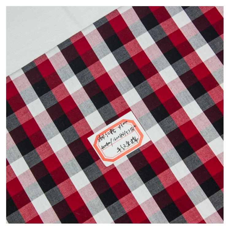 100%cotton density 130*84 red and black checks shirt fabric