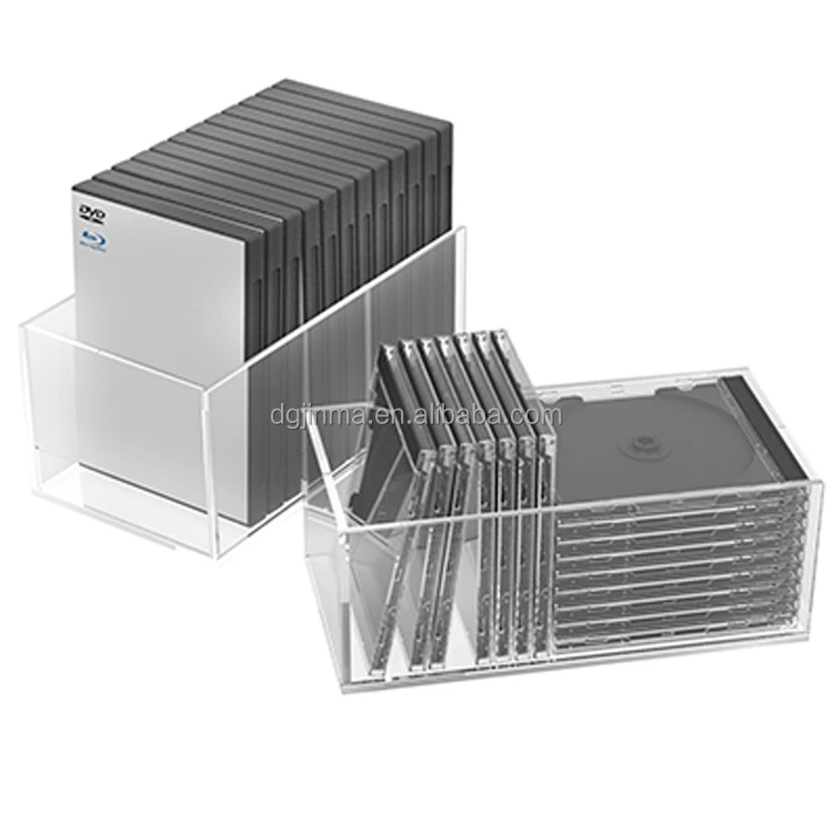 Custom Fashion Style Clear Plastic Cd Dvd Storage Box For Counter Top