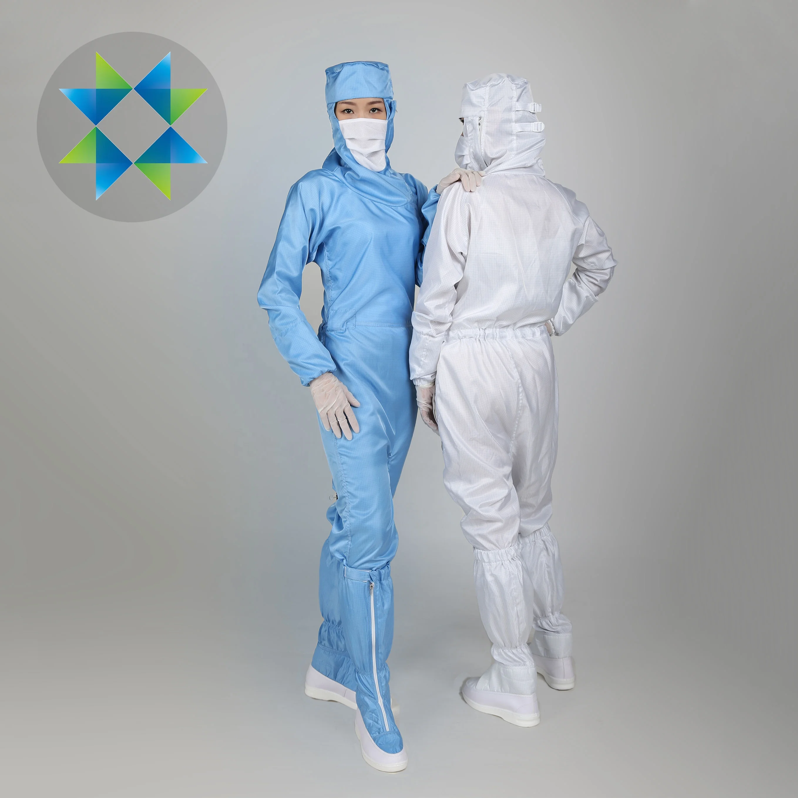 SKPURE manufacture high quality polyester carbon fiber cleanroom coverall with hood and boots