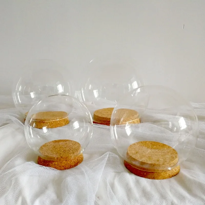 Прозрачный стеклянный купол «Колокол» для рождественской вечеринки, украшение для дома с пробковой деревянной основой