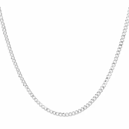 Hot Sale Rhodium Plated 925 Sterling Silver 50cm 2.5mm-3mm Width Curb Chain