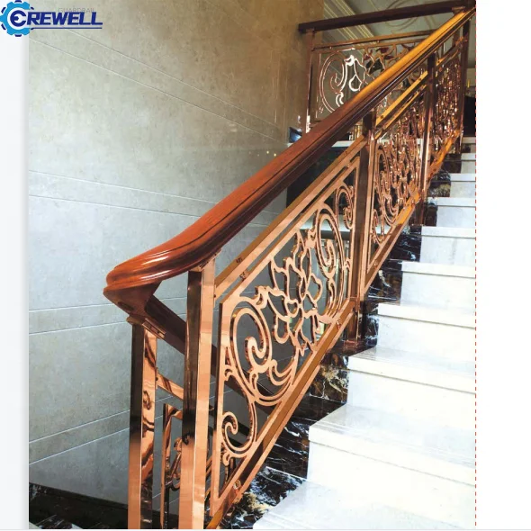 Hot Selling Gold Luxury Aluminium Balcony Railing Stair Indoor Aluminium Railing and Brackets Joint