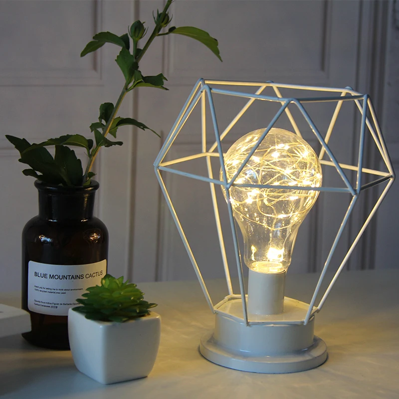 
Factory Direct Sales Wrought Iron Decorative Led Lantern Battery Powered Desktop Light 