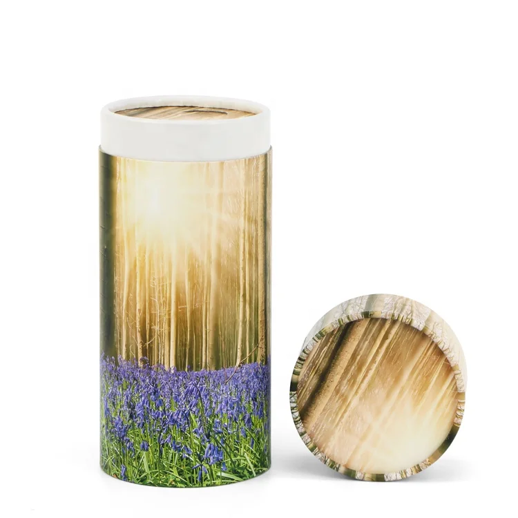 Funeral supplies lavender printed paper scatter tube cremation ashes mortuary pet memorial urn