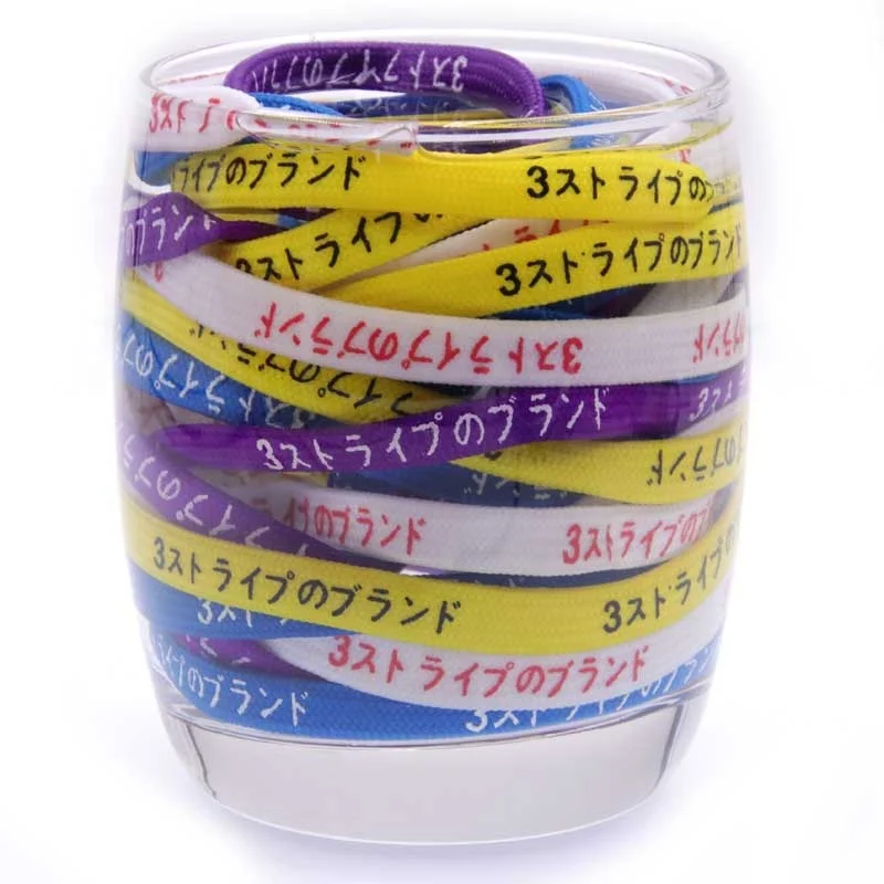 Olian 8mm Wide Double Layer Japanese Printed Shoelaces Print Shoe Laces Japanese Katakana Shoelaces