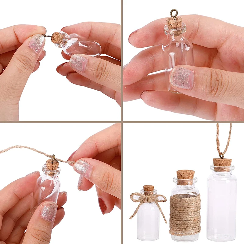 Crystal Healing Tumbled Mini Glass Bottles with Cork Stoppers Mini Party Favors Jars Wish Bottles