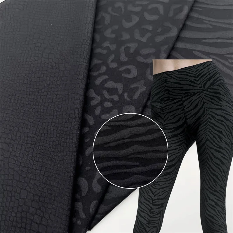 Custom high elastic shiny polyamide nylon spandex embossed knit fabric for athletic sportswear leggings bras pants