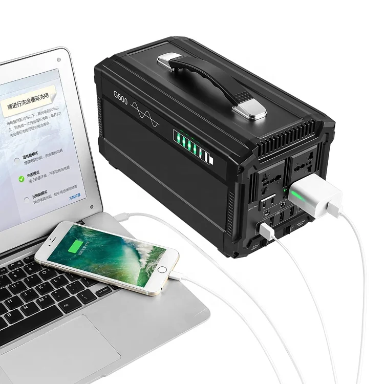 Portable Pure Sine Wave Solar Generator Home Energy Storage Home Power Generator 500W Power Bank