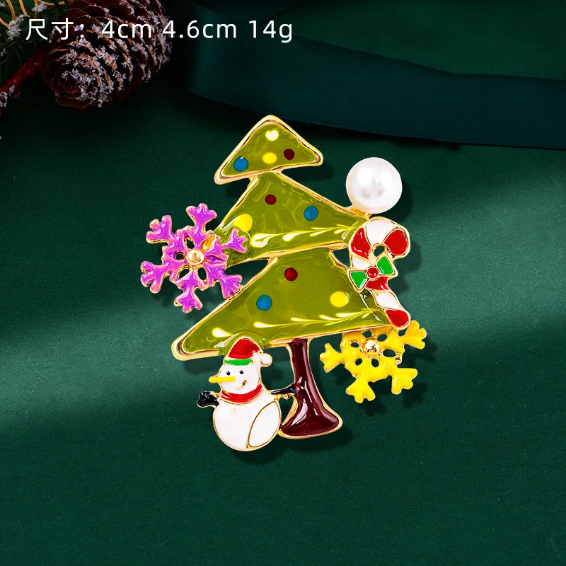 Christmas Tree Santa Snowflake Brooch Boots Snowman Bell Drops Oil Corsage