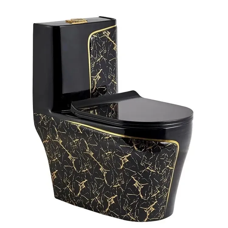 Chaozhou factory toilet marble black gold toilet with big pedestal basin sanitary ware washroom wc