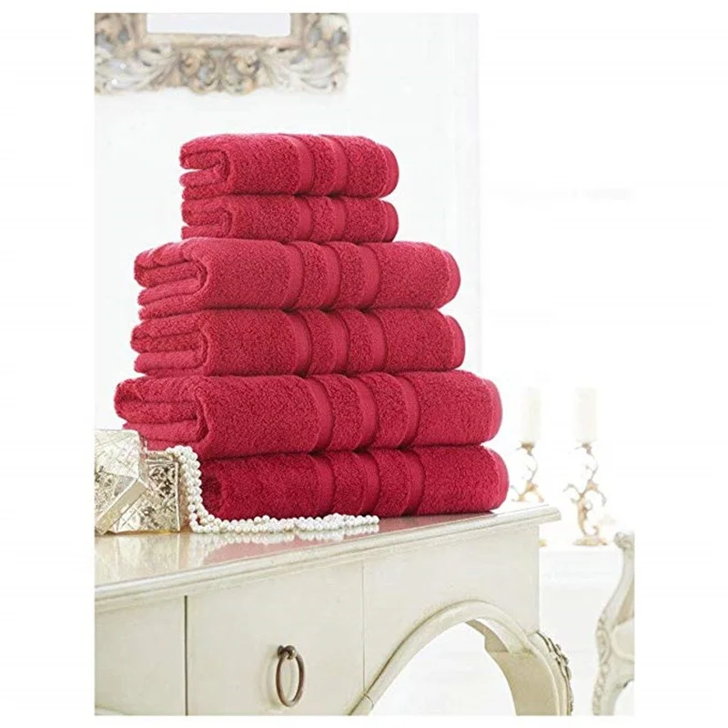 
Superb high absorbent fluffy spiral 16s 600gsm 100% egyptian cotton towel sets red plain terry towel wash cloth 