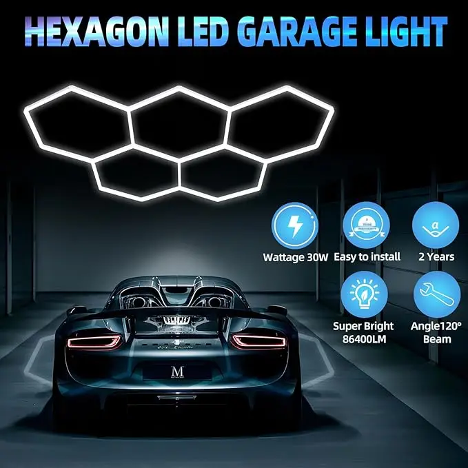 2025 China factory  Exhibition Hall Auto Showroom Hexagon Lighting For Car Shop And Carbarn Honeycomb Lights