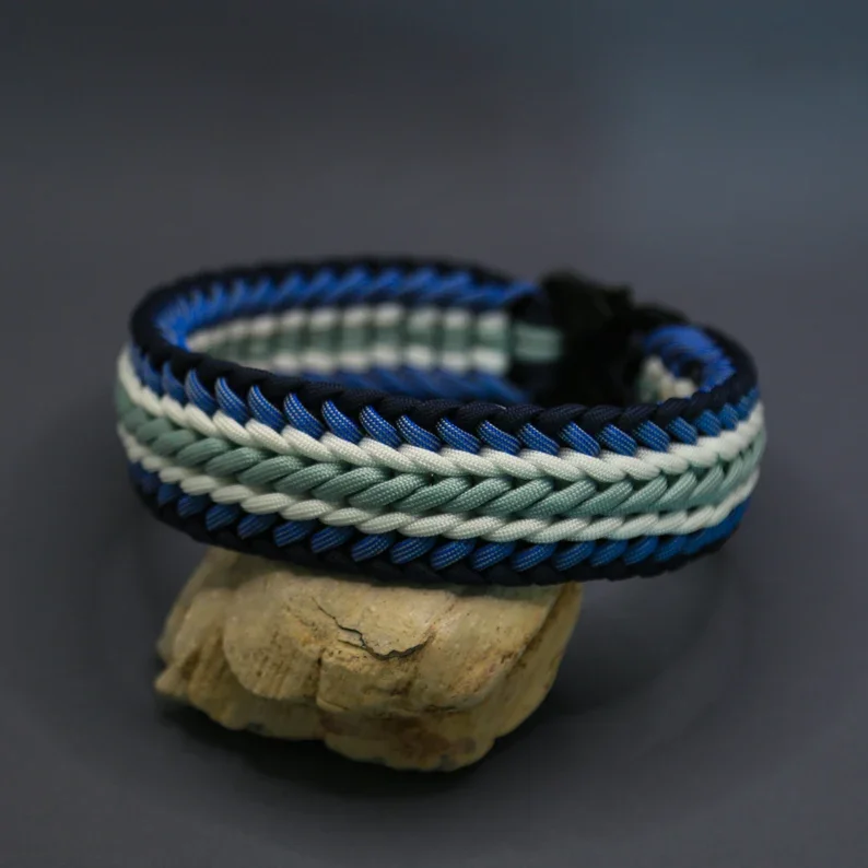 custom heavy duty durable buckle paracord cobra pattern tactical  Military Style dog collar for small large dogs