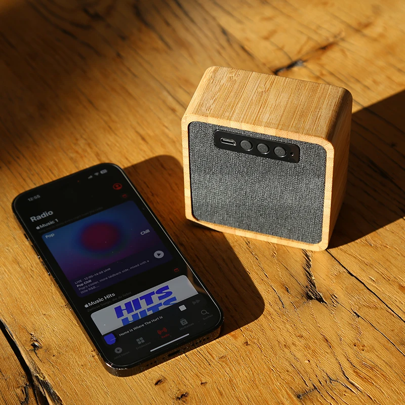 Bamboo 5W Custom Logo Small Mini Speaker Outdoor Powered Solar Bluetooths speaker
