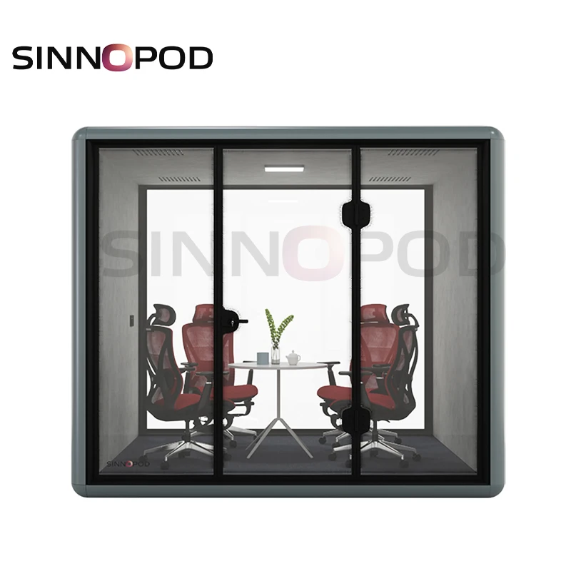 Customized 4/6 people Conference Room Acoustic Meeting Booth Office Soundproof Studio Pod Phone Booth