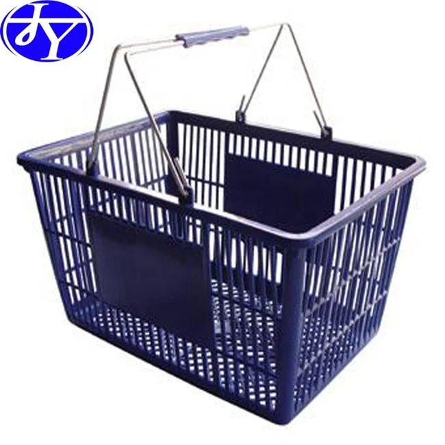 plastic  super market baskets with metal handle