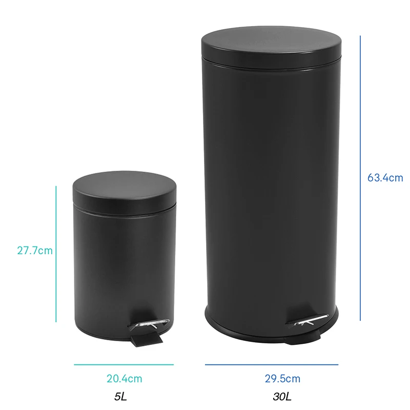 HANGSHAU Best Seller Factory Directly Supply Kitchen 5L 30l Waste Bin With Pedals And Inner Bins Round Waste Bin Pedal Trash Can