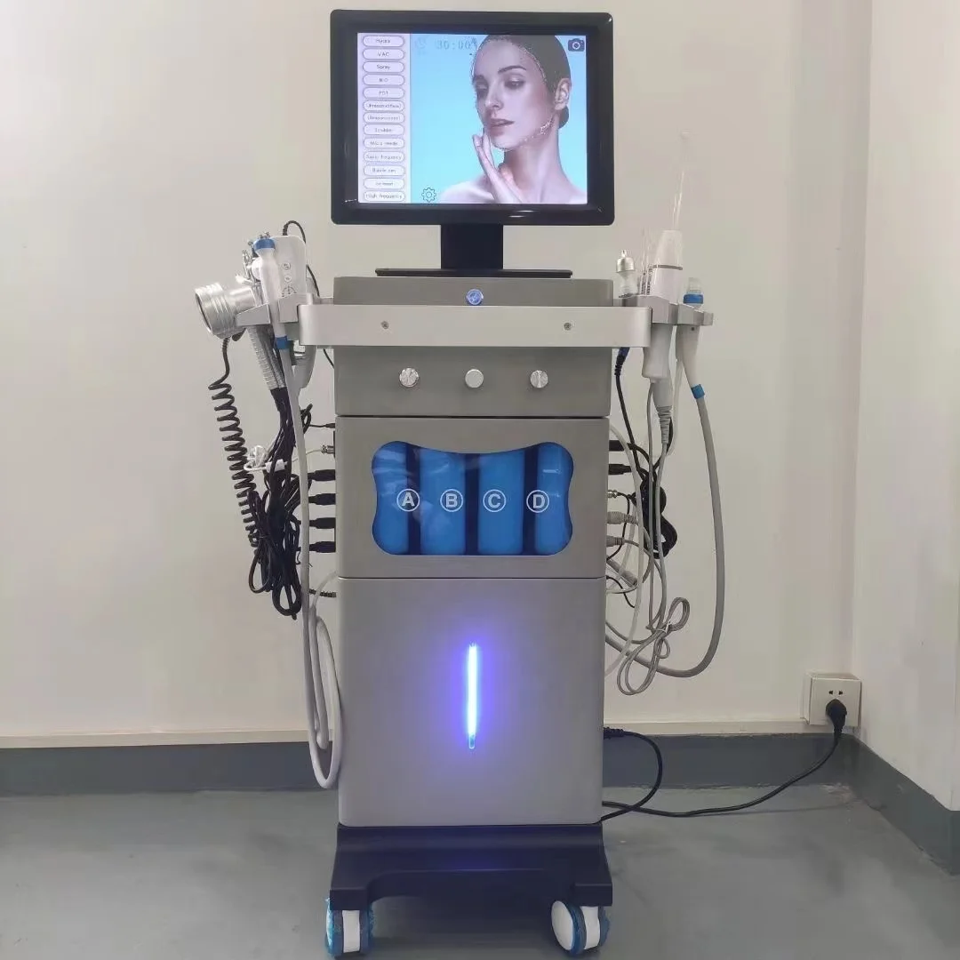 2024 newest aqua facial 14 in 1 hydrodermabrasion skin cleansing rejuvenation tightening skin treatment hydra water facial peel
