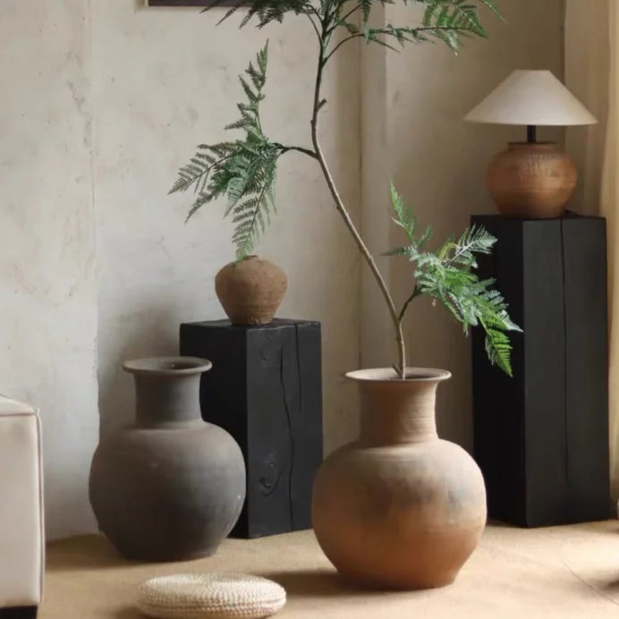 Wholesale home living room decoration art ornament terracotta flower vase matte ceramic decor flower vases