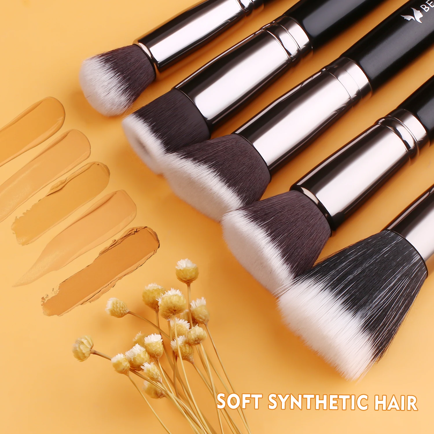 Professional 35pcs Black Natural Makeup Brushes Soft Foundation Powder Liner Face and Eye Tools Set Kits with Private Label Box