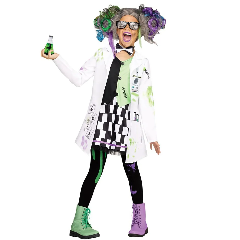 Wholesale Halloween Lab Coat Children Scientist Cosplay Costume Kids Careers Days Scientist Costume