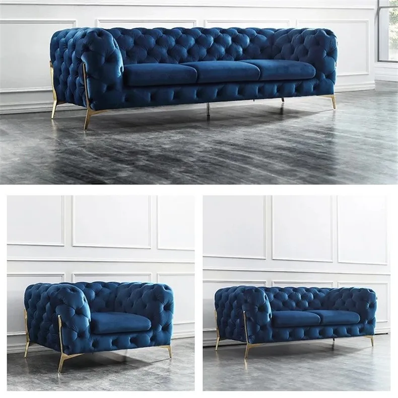  Бархатный диван Chesterfield набор диванов с алмазной кнопкой мебель для