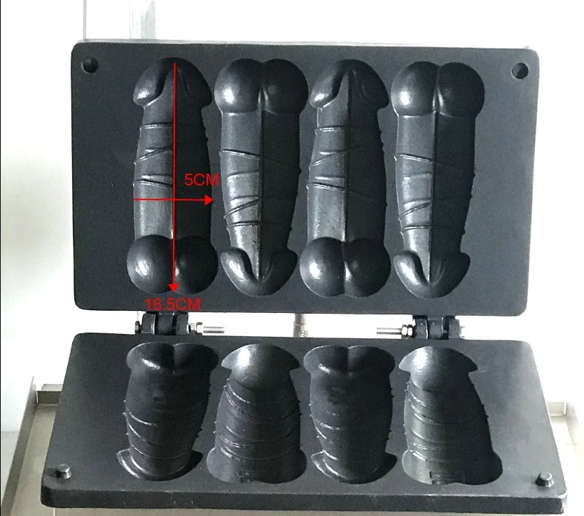
Free Shipping Commercial Non-stick 4pcs D-Cake Penis Waffle Maker 110v 220v Electric Waffles On a Stick Machine Baker Iron Pan 