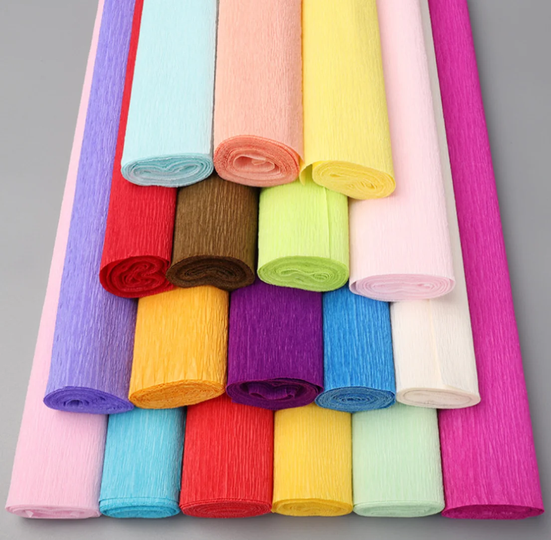 
wholesale wood pulp colorful flower DIY wrapping crepe paper rolls 