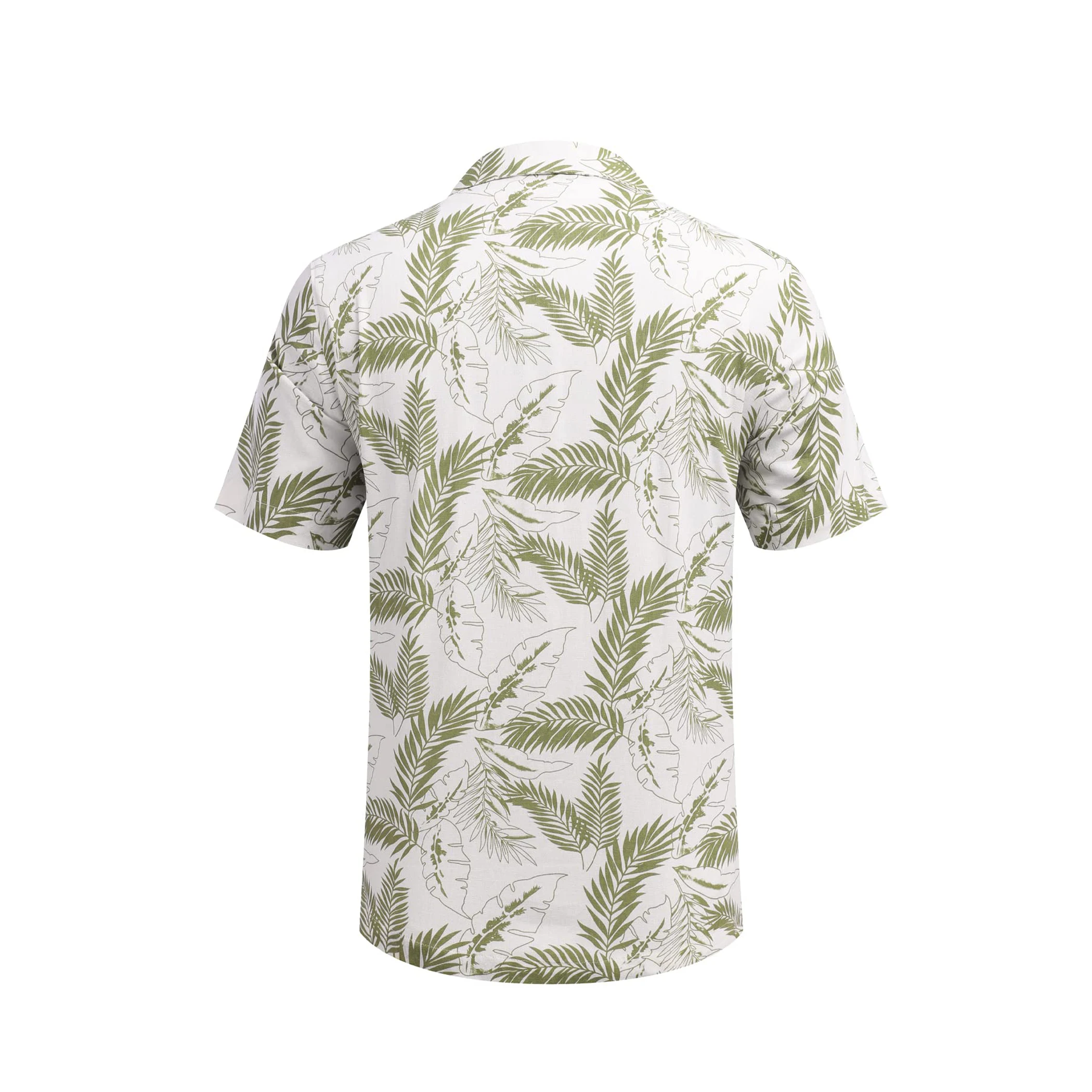 Shinesia OEM Custom Linen Shirts Summer Guayabera Hawaiian Shirt Printing Sublimation Shirts Button up Short Sleeve Men Casual