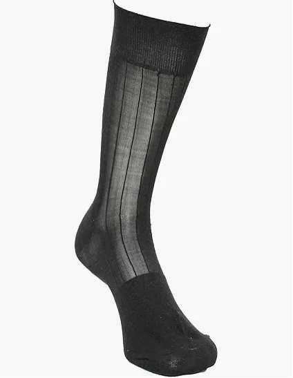 WUYANG Factory Men Sheer Nylon Dress Socks Solid Color Men Silk Socks stripe Hose Stocking Male Formal Dress Suits Socks