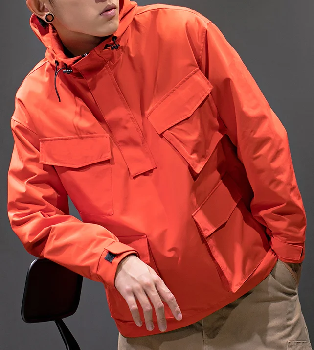 Wholesale custom fashion streetwear hip hop 100% polyester windbreaker for men