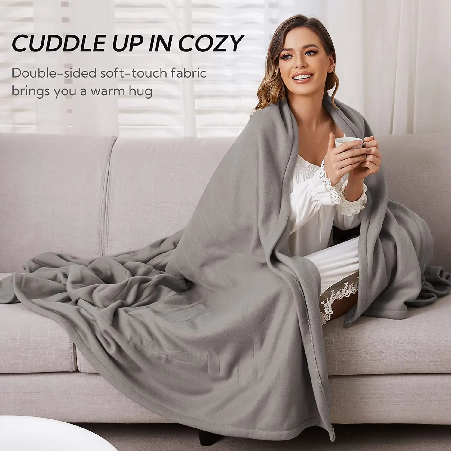 Full Size 72x84 inches Quilted Fleece Fast Heating warm embrace for your whole body Electric Blanket