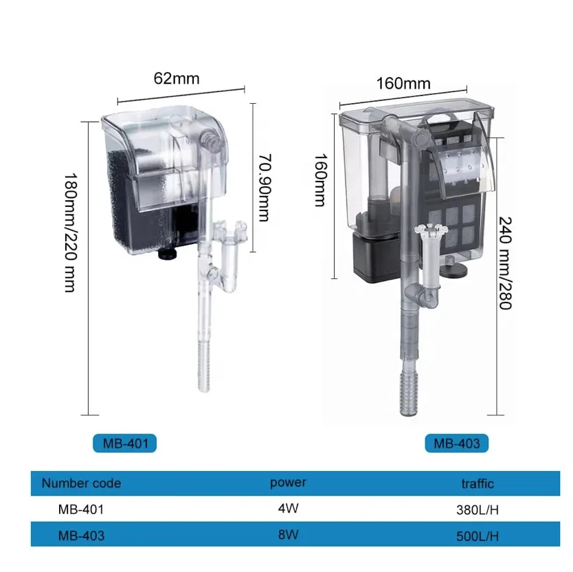 MB400 DC 5V 2.5W mini aquarium fish tank hang on filter filtration system water exchange filter