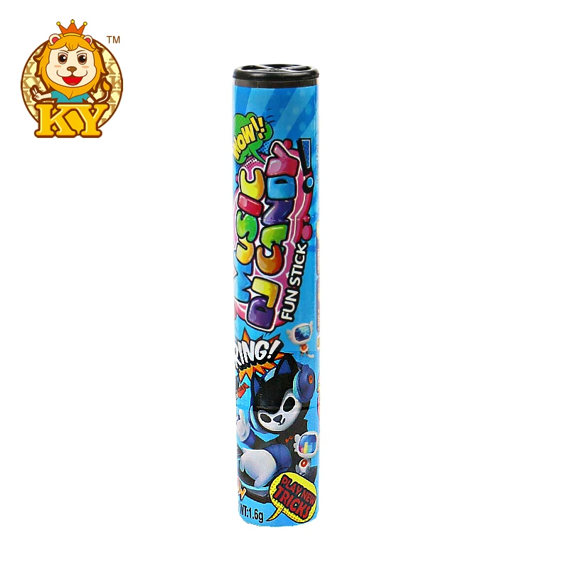 Wholesale plastic sound tube toy with fruity flavor compress candy for kids