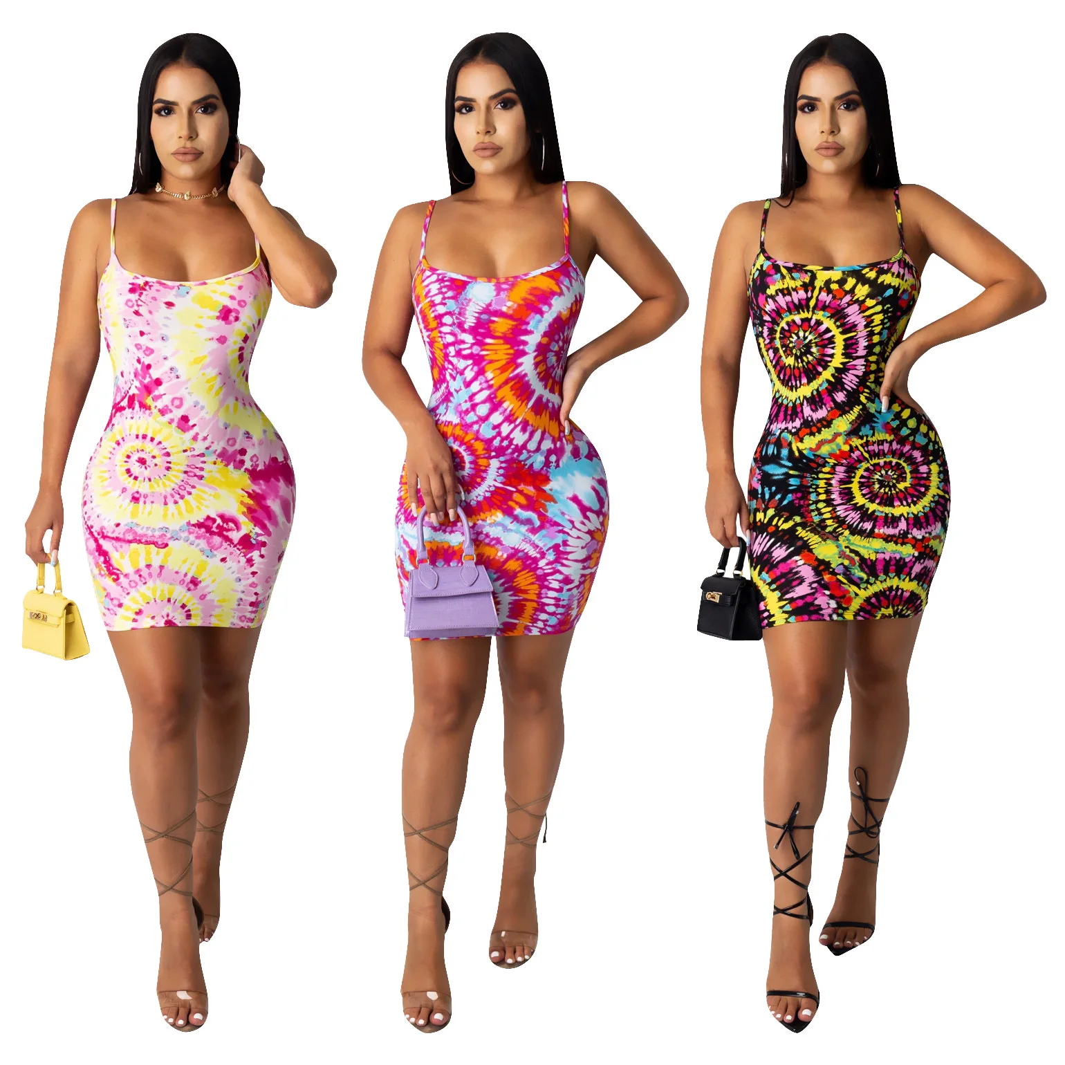 
Wholesale Summer Dress 2021 Fashion And Sexy Colorful Circle Printing 