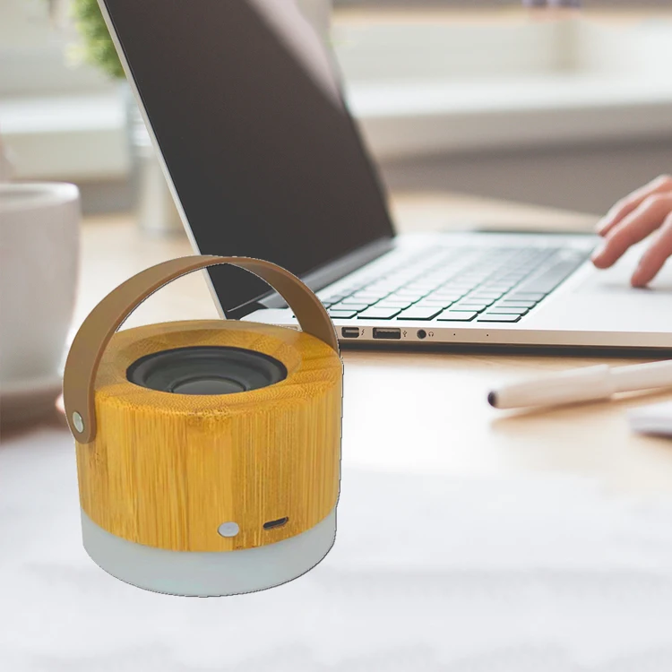 Wholesale Environmental Protection Speaker Portable 3W LED Light Wireless Speaker Bamboo Boom Box