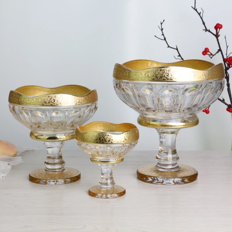 Good Quality Uzbekistan Popular Style 1+2+6 Set Crystal Bohemia Glass Bowl Series