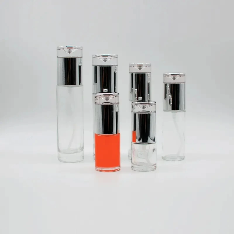 Transparent Glass Spray Bottles Essence Cosmetics Bottled with Toner Pressing Bottle