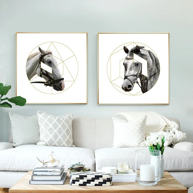 Nordic Light Luxury American Modern Horse Wall Art Painting Creative Popular Print On Canvas Painting For Home Decor