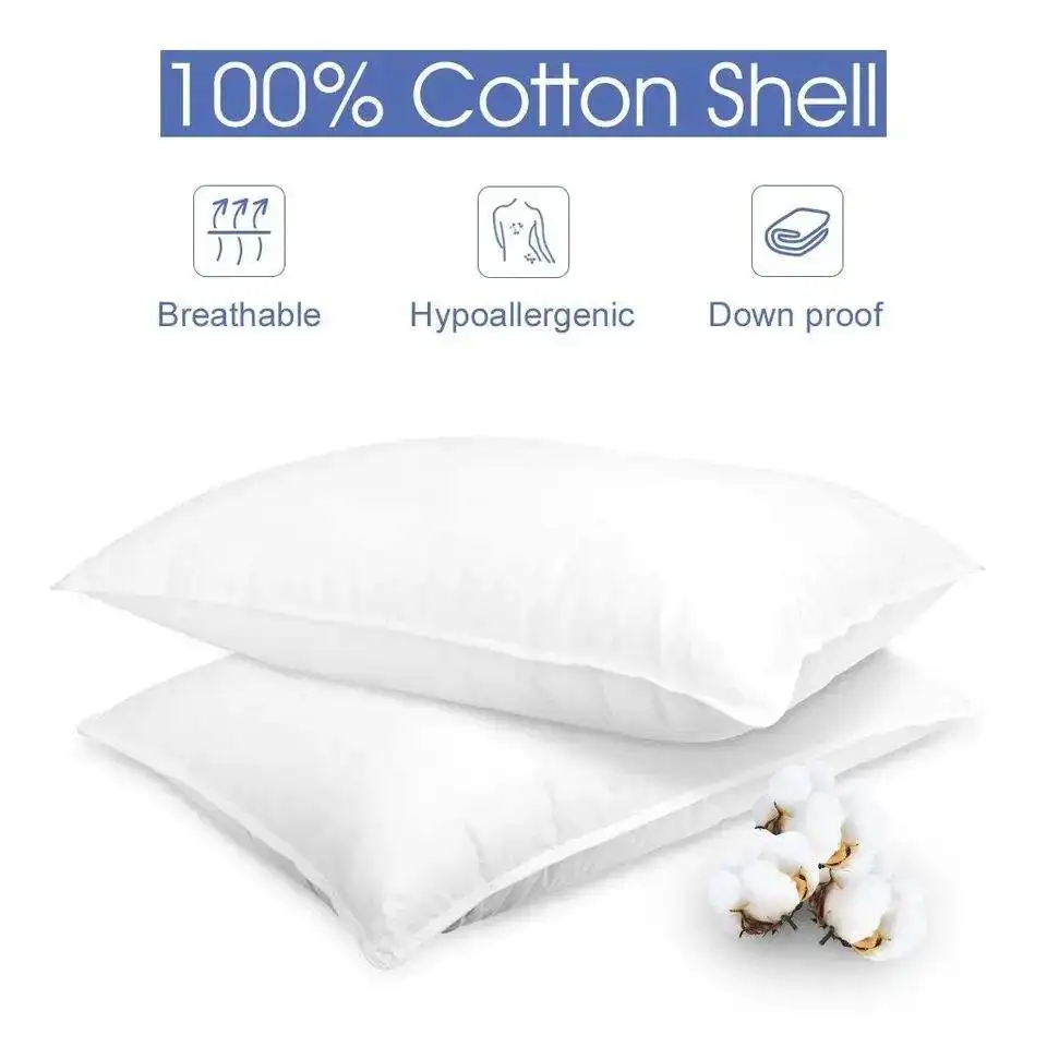 Anti static anti pilling pure cotton feather filled pure white down pillow