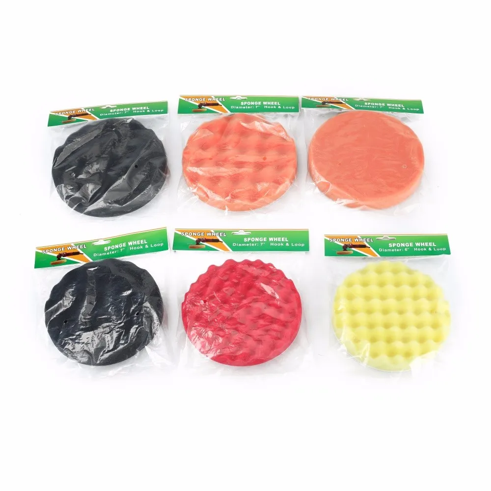 7'  Black Waffle Foam Buffing Pad Black Sponge Wheel  Hook & Loop Foam Pad  fits 7' Backing Plate for Auto Detailing Waxing